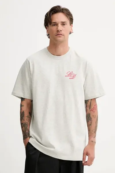 Bavlněné tričko Les Deux pánské, šedá barva, s potiskem, 1000197