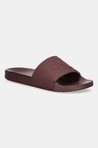 Pantofle Calvin Klein Jeans SLIDE HF MONO CV pánské, vínová barva, YM0YM01282