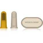 Matchstick Monkey Silicone Finger Toothbrush detská zubná kefka na prst s puzdrom Yellow/ Beige 2 ks