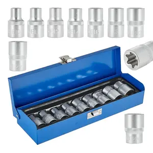 Sada hlavic torx, 9ks, E10-E24, 1/2" - GEKO