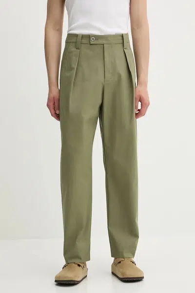 Bavlněné kalhoty A.P.C. pantalon renato pánské, zelená barva, ve střihu chinos, COHFU.H08428