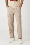 Lněné kalhoty Medicine pánské, béžová barva