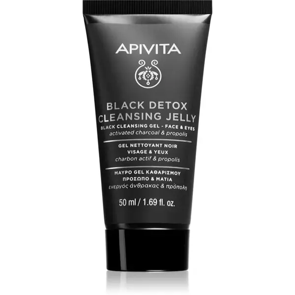 Apivita Cleansing Black Detox Cleansing Gel čisticí gel s aktivním uhlím na obličej a oči 50 ml