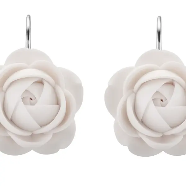 Troli Bílé visací náušnice ve tvaru kytiček White Dream