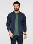 Ombre Men's unbuttoned cotton sweatshirt bomber - navy blue