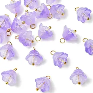 20Pcs Glass & Acrylic Flower Pendants