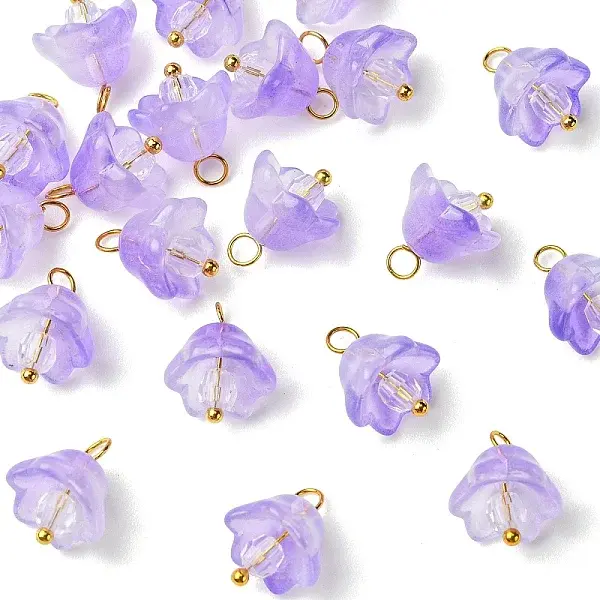 20Pcs Glass & Acrylic Flower Pendants