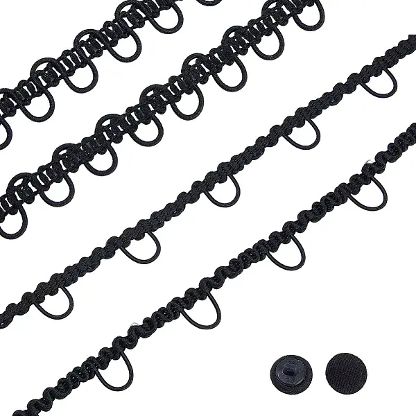 Polyester Button Loop Elastic Lace Ribbon