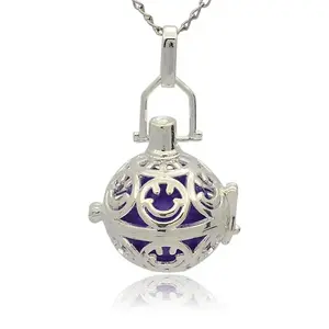 Silver Color Plated Brass Hollow Round Cage Pendants