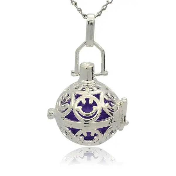 Silver Color Plated Brass Hollow Round Cage Pendants