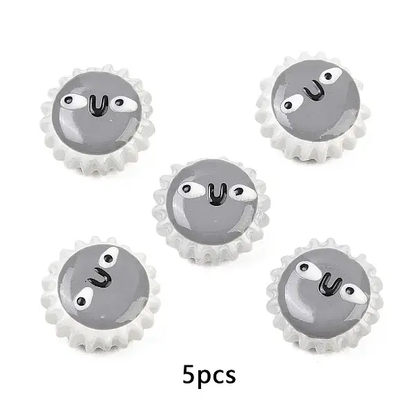 5Pcs Fuuny Painted Glass Beads Enamel Beads