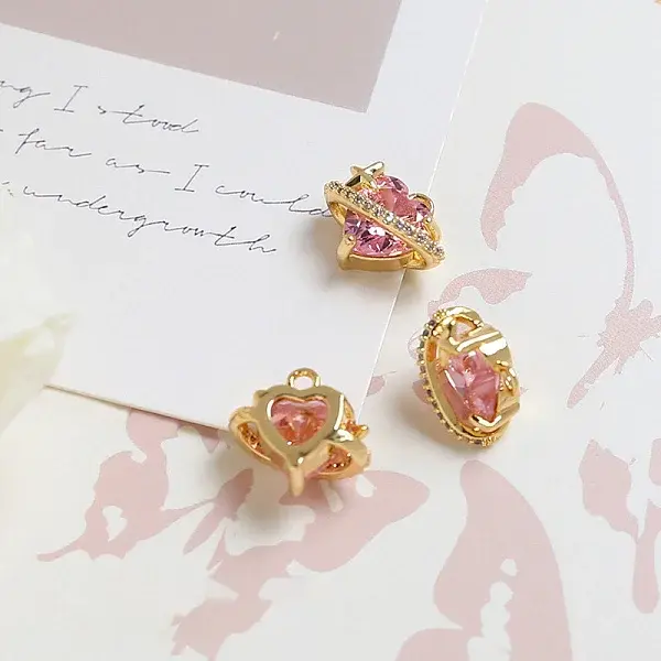 Brass Micro Pave Cubic Zirconia Pendants