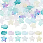 120Pcs 12 Style Transparent Spray Painted Glass Beads