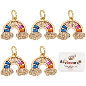 Brass Micro Pave Colorful Cubic Zirconia Pendants