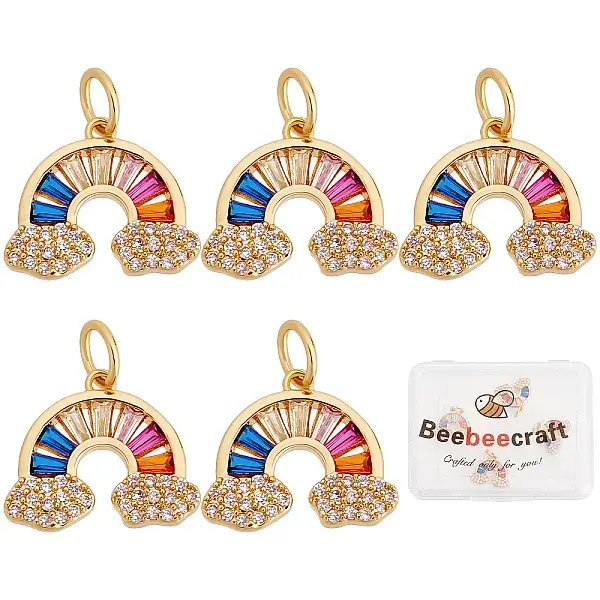 Brass Micro Pave Colorful Cubic Zirconia Pendants