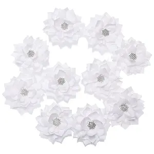 Flower Chiffon Fabric with Rhinestone Accessories