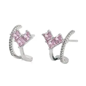 Rack Plating Heart Brass Stud Earrings