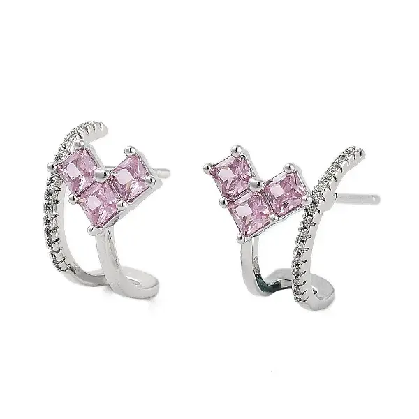 Rack Plating Heart Brass Stud Earrings