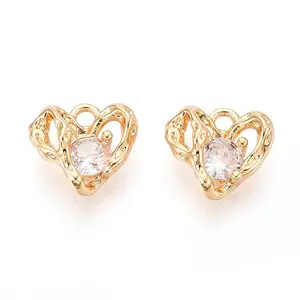 Brass Micro Pave Clear Cubic Zirconia Charms