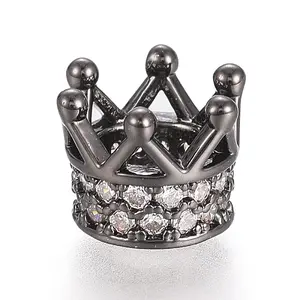 Brass Micro Pave Cubic Zirconia Beads