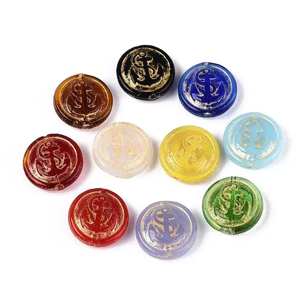 Flat Round with Sea Anchor Glass Beads