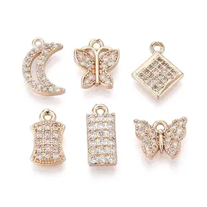 Brass Micro Pave Cubic Zirconia Pendants