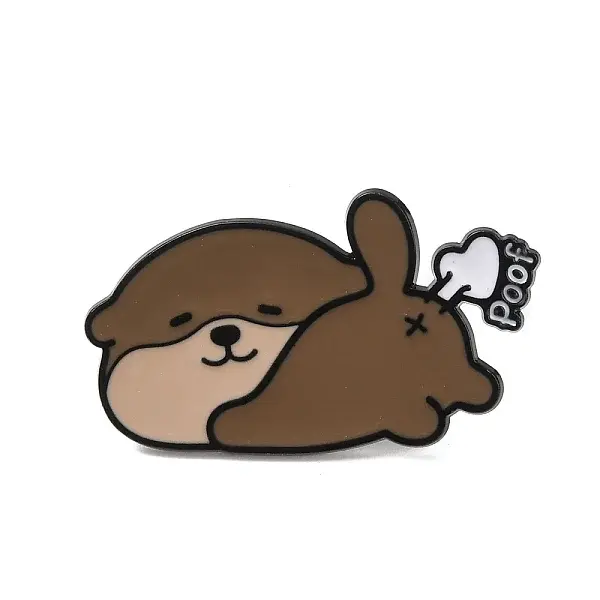 Bank Beaver with Word Poo Enamel Pins