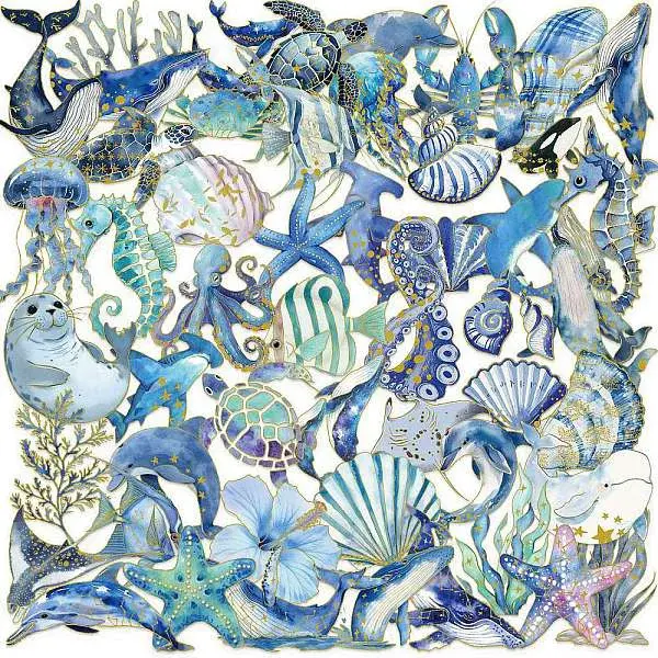 50Pcs Sea Animals PET Cartoon Stickers