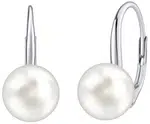 Silvego Stříbrné náušnice s bílou perlou Swarovski® Crystals VSW018ELPS
