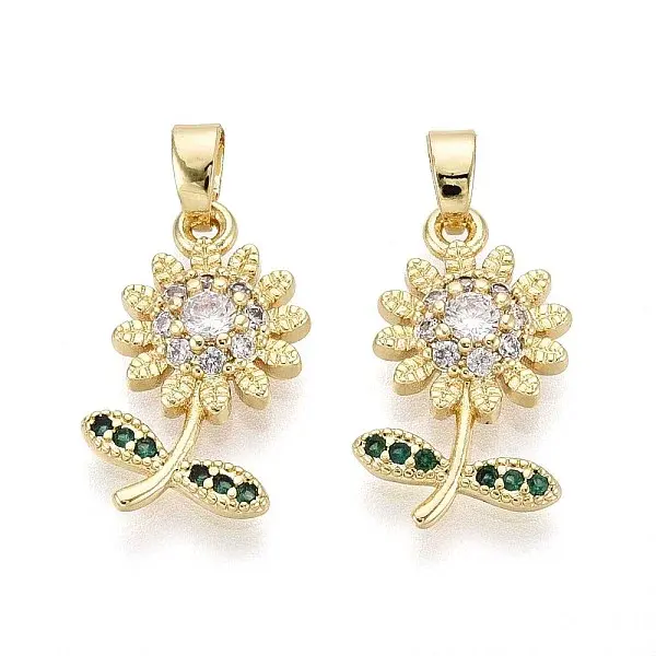 Brass Micro Pave Cubic Zirconia Pendants