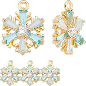 Brass Micro Pave Pale Turquoise Cubic Zirconia Charms