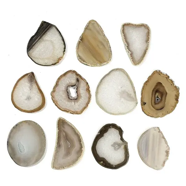 Natural Agate Nuggets Slice Links Connector Charms