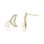 Brass Natural Pearl Stud Earrings