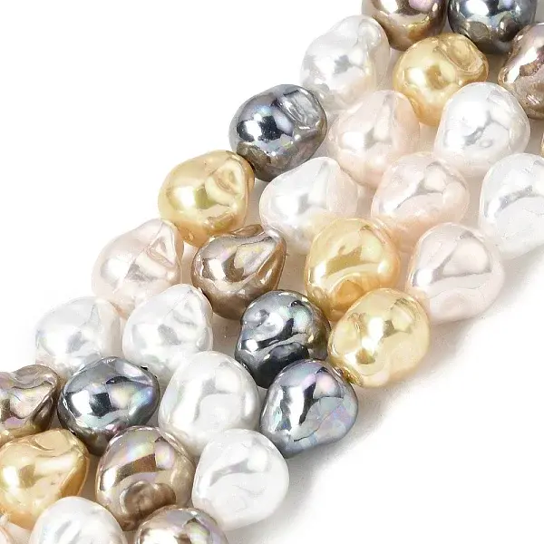 Electroplated Glass Shell Pearl Beads Strands