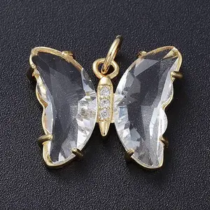 Brass Micro Pave Clear Cubic Zirconia Pendant