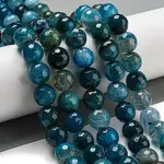 Faceted Natural Dragon Veins Agate Beads Strands