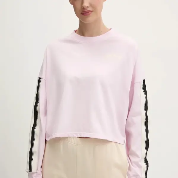 Bavlněné tričko s dlouhým rukávem Dkny růžová barva, DP5T1226