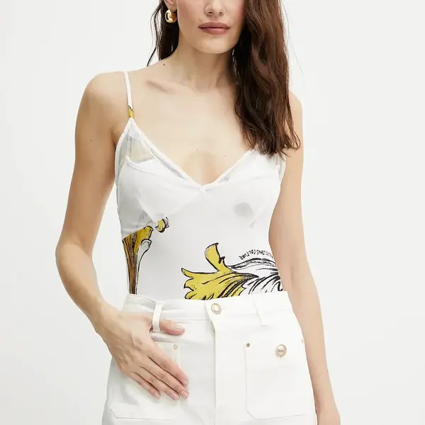 Top Versace Jeans Couture bílá barva, 78HAM212 JS471