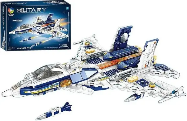 Sada kostek - model stíhacího letadla s podstavcem