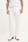 Lněné kalhoty Superdry pánské, bílá barva, jednoduché, M7011318A-01C