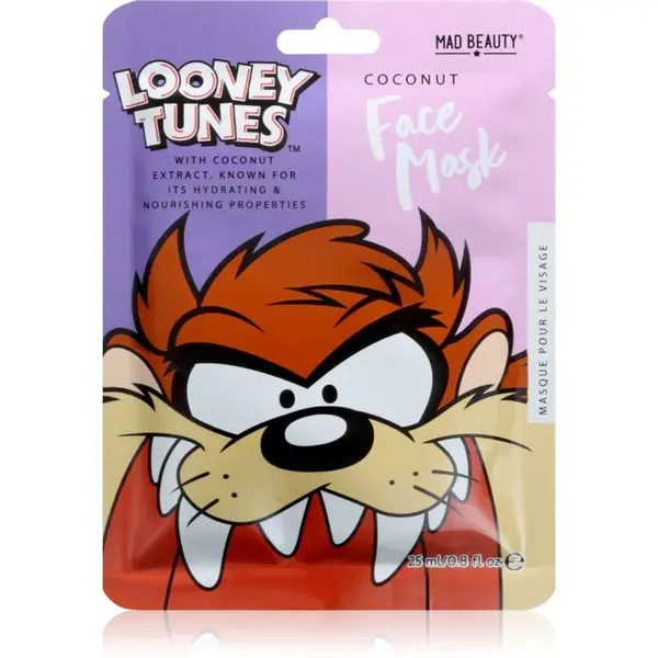 Mad Beauty Looney Tunes Taz hydratační plátýnková maska s antioxidačním účinkem 25 ml