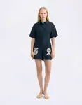 Thinking MU Navy Fish Patch Roberta Jumpsuit BLUE L