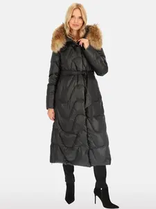 PERSO Woman's Women's real down coat with natural fur, color