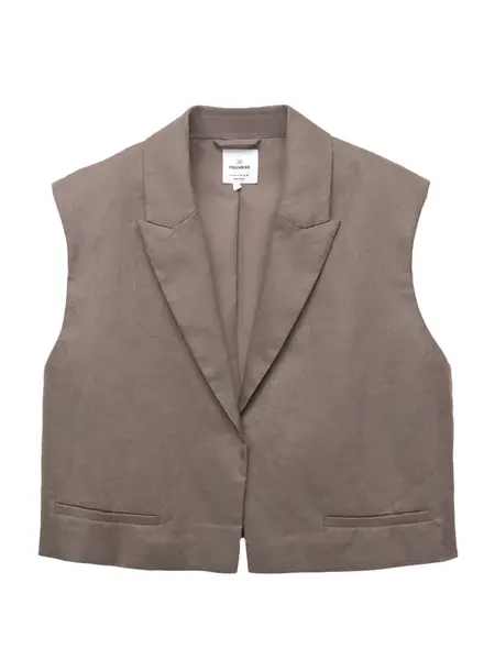 Pull&Bear Vesta k obleku  tmavobéžová