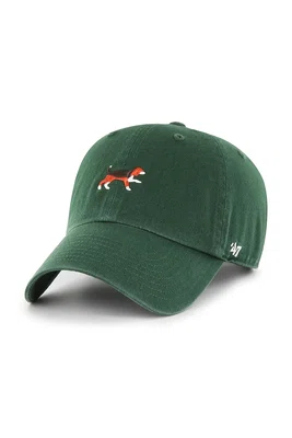 Bavlněná baseballová čepice 47 brand Dog Base Runner Icon zelená barva, hladká, XX-BSRIC1411GWS-DGA