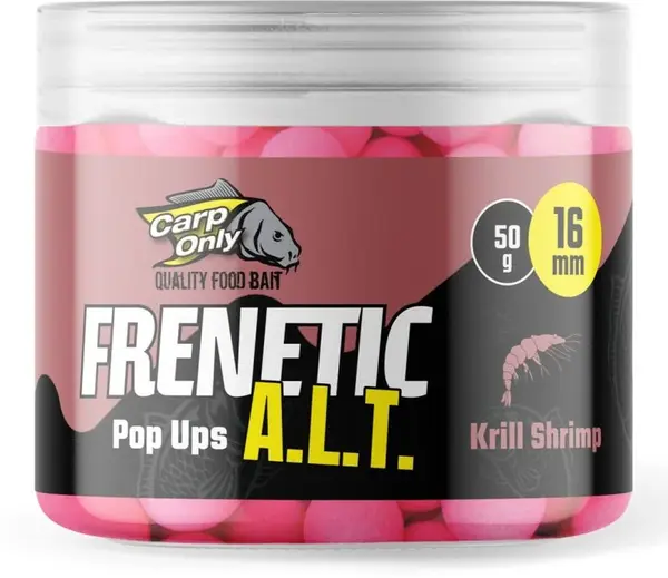 Carp only plovoucí boilies frenetic a.l.t. hi-visual pop ups 16 mm 50 g - krill shrimp