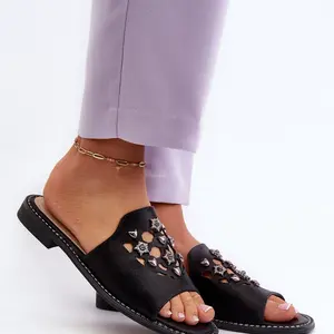 S. BARSKI Lesklé dámské sandály s ozdobami S.Barski