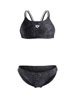 ARENA Bikiny 'RIBBED BANDEAU'  tmavosivá / čierna / biela