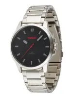 HUGO Analógové hodinky  tmavosivá / červená / čierna / strieborná