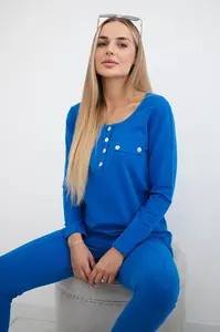 Souprava s výstřihem na druky v fialově modré barvě